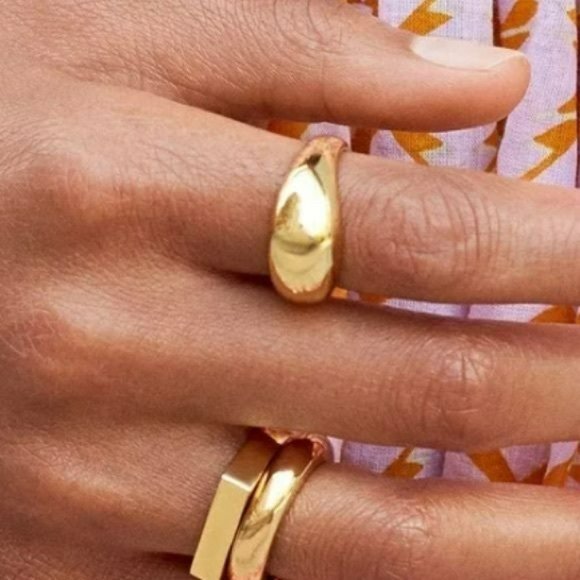 Size 9 Womens‎ Gold Plated Retro Smooth Surface Dome Unisex Finger Ring Jewelry - Picture 9 of 13